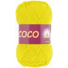 Пряжа Vita Coco (Коко) 4320 ярко-желтый 100% мерсеризованный хлопок 50г 240м 10шт