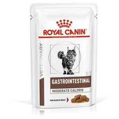 Влажный корм (пауч) для кошек Royal Canin GastroIntestinal Moderate Calorie с умеренным содержанием калорий при нарушении пищеварения в соусе, упаковка 12 шт*85 г