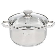 Daniks 377970 Кастрюля из нержавеющей стали оптима 5,4 л со стекл крышкой 332356/Кастрюля/Нержавеющая сталь/Для приготовления