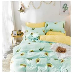 Постельное белье Boris A+B Авокадо желтый, Евро, Сатин