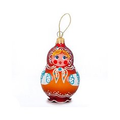 Елочная игрушка фигурка стеклянная "Матрешка звонкая" д5,5см, h8см, подарочная упаковка Елочка