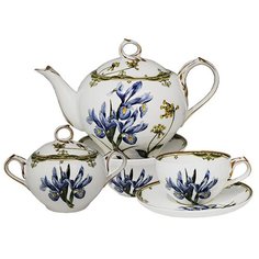 Чайный сервиз. Lenardi. Форма "Вьюнок". Рисунок "Ирисы". 16 предметов. 250 мл. Подарочная упаковка.