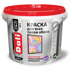 Краска акриловая DALI Для обоев для детской влагостойкая моющаяся матовая белый 5 л