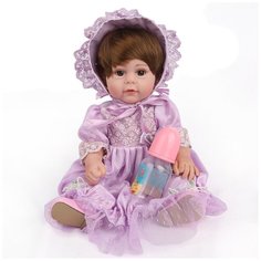 Reborn Kaydora Кукла Реборн виниловая (Reborn Full Vinyl Doll 17 inch) Девочка в фиолетовом платье (43 см)