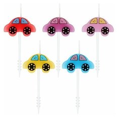 Свечи фигурные для торта на шпажках "Машинки", 5 шт., 2х3 см, золотая сказка, 591464