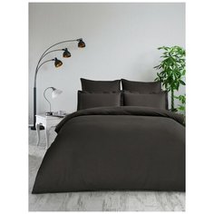 Постельное белье однотонный (Евро) CLASSIC (коричневый) Материал: хлопок Karna