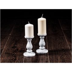 Комплект мраморных подсвечников, Camellia, набор 2 шт, серый мрамор, d-8,5 см , h-13 см КОЕЛГАМРАМОР