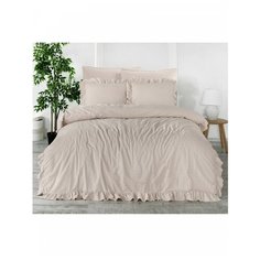 Комплект постельного белья (Евро) STONEWASH оборкой (пудра) Материал: 100% хлопок Karna