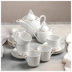 Сервиз чайный 14 предметов ф.416 голубка "Бомонд" 1578011 Добрушский фарфоровый завод