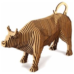 Деревянный конструктор UNIWOOD Бык с набором карандашей