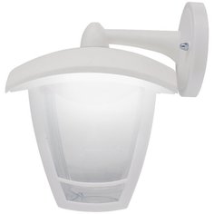 Настенный садово-парковый светодиодный светильник Apeyron Дели 2 11-179. Садово-парковое освещение в виде настенного, белого, четырехгранного фонаря повернутого вниз. Декоративное уличное освещение. Рассеиватель из прозрачного стекла, LED, 8 Вт, IP44