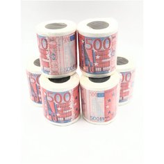 Сувенирная туалетная бумага "Купюра 500 евро" набор из 6 рулонов Эврика