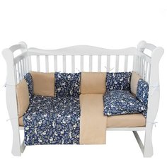 Комплект в кроватку 15 предметов (3+12 подушек-бортиков) AmaroBaby Зайчики, синий (бязь)