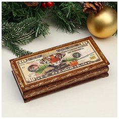 Шкатулка - купюрница «Тигр», 8,5×17 см, лаковая миниатюра 6944775 Сима ленд