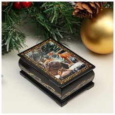 Шкатулка «Тигры», 6х9 см, лаковая миниатюра 6944770 Сима ленд