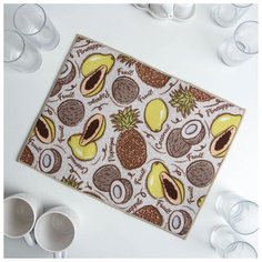 Салфетка для удаления грязи, пыли и сушки посуды 30х40 см, микрофибра "Фрукты" 4717997 Доляна