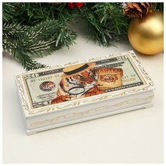 Шкатулка - купюрница «Тигр», 8,5×17 см, лаковая миниатюра 6944777 Сима ленд