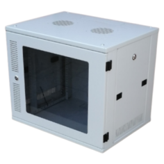 Собранный серверный телекоммуникационный шкаф 19 настенный iCA Equipment RAM 9U 600х450 мм, дверь стекло, с задней стенкой, серый