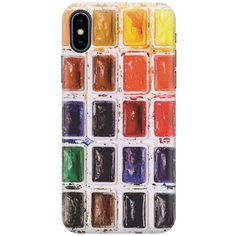 GOSSO Ультратонкий силиконовый чехол-накладка для Apple iPhone XS / X с принтом "Палитра красок"