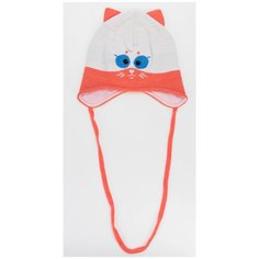 Шапка-ушанка Marhatter размер 50-52, белый/коралловый