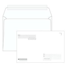 Конверты С4 (229х324 мм), отрывная лента, "Куда-Кому", 100 г/м2, комплект 500 шт. Ряжская печатная фабрика