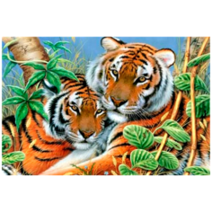 Алмазная мозаика вышивка Mazari натюрморт "Два тигра" 40х50 см холст на подрамнике