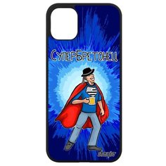 Противоударный чехол на смартфон // iPhone 11 // "Супербретонец" Рисунок Веселый, Utaupia, синий