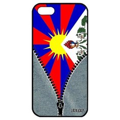 Красивый чехол на смартфон // iPhone 5 5S SE (2016) // "Флаг Тибета на молнии" Страна Путешествие, Utaupia, серый