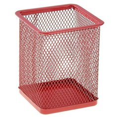 Стакан для пишущих принадлежностей квадратный сетка металл красный 160362 Calligrata