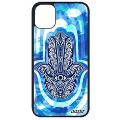 Защитный чехол на смартфон // iPhone 11 Pro Max // "Амулет Хамса" Медальон Дизайн, Utaupia, голубой