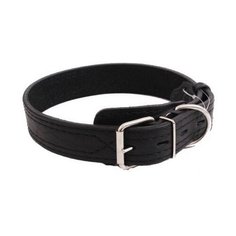 Ошейник для собак кожаный с двойной строчкой, черный, шир. 15 мм, ZooMaster (35 см) Зоомастер