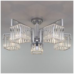 Потолочная люстра с системой умный дом 10126/5 хром/прозрачный хрусталь strotskis smart (10117/5) Eurosvet