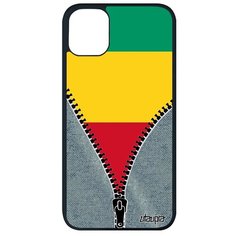 Противоударный чехол на смартфон // Apple iPhone 11 Pro Max // "Флаг Гвинеи на молнии" Дизайн Патриот, Utaupia, серый