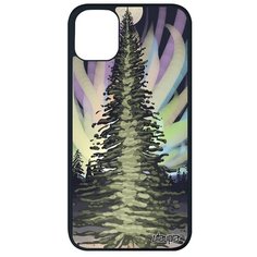 Противоударный чехол на смартфон // iPhone 11 Pro Max // "Зимняя ель" Дизайн Луна, Utaupia, серый