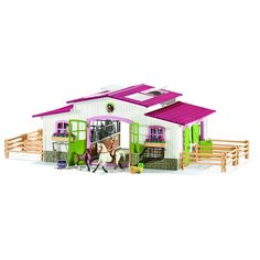 Игровой набор Schleich Конюшня с наездницей и лошадьми 42344