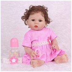 Reborn Kaydora Виниловая кукла Реборн (Reborn Dolls) - Девочка в розовом платье в горошек (43 см)