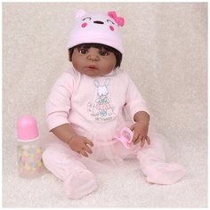 Reborn Kaydora Виниловая кукла Реборн (Reborn Dolls) - Девочка в розовой кофте с зайчиком (56 см)