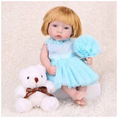 Reborn Kaydora Виниловая кукла Реборн (Reborn Dolls) - Девочка рыжая в голубом платье (28 см)