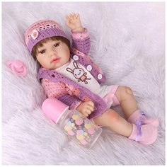 Reborn Kaydora Виниловая кукла Реборн (Reborn Dolls) - Девочка в вязаной кофте и шапке (43 см)