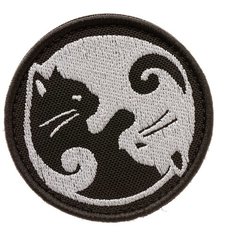 Нашивка шеврон (патч) на липучке Shevrons "Коты Инь Янь" 7,0х7,0 см тактический