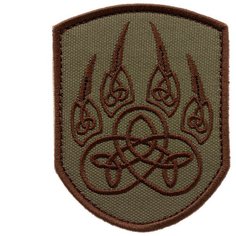 Нашивка шеврон (патч) на липучке Shevrons "Лапа волка велес" (Олива) 7х8,5 см тактический