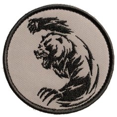 Нашивка шеврон (патч) на липучке Shevrons "Медведь трайбл" (Серый) 8,5х8,5 см тактический