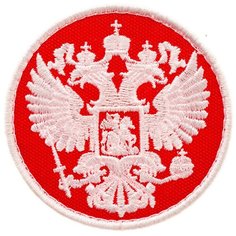 Нашивка шеврон (патч) на липучке Shevrons "Орёл герб Российской Федерации" (Красно-белый) 7,5х7,5 см тактический