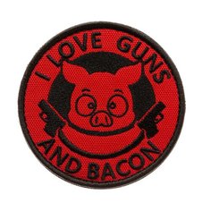 Нашивка шеврон (патч) на липучке Shevrons "I love guns & bacon" (Красно-черный) 8,5х8,5 см тактический