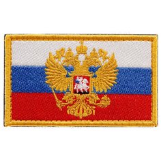 Нашивка шеврон (патч) на липучке Shevrons "Флаг Российской Федерации с орлом" 8,5х5,2 см тактический