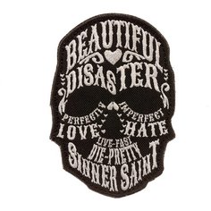 Нашивка шеврон (патч) на липучке Shevrons "Череп из слов" 7,5х10,5 см тактический