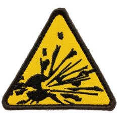 Нашивка шеврон (патч) на липучке Shevrons "Угроза взрыва знак" 7х6 см тактический