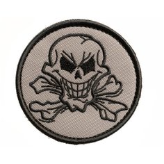 Нашивка шеврон (патч) на липучке Shevrons "Весёлый Роджер" (серый, чёрный) 7,5х7,5 см тактический