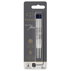 Стержень шариковый объемный Parker "QuinkFlow Ball Point" черный, 98мм, 1,0мм, метал.корпус, 3шт