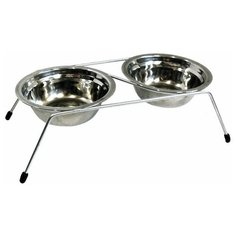 Кормушка напольная h- 8см, 2 мет.миски (0,18л.) Вака